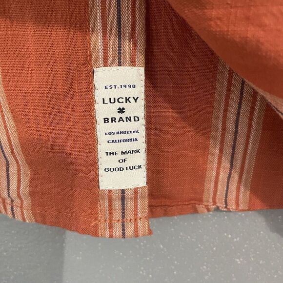 Lucky Brand Hawaiian Shirt Mens Size XL Stripe Short Sleeve Collared Button Down - Picture 5 of 12